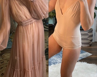 Mother’s Day sale Ready to ship bodysuit with wish hand dyed dress blush nude