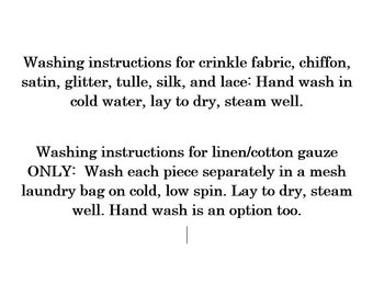 WASHING INSTRUCTIONS