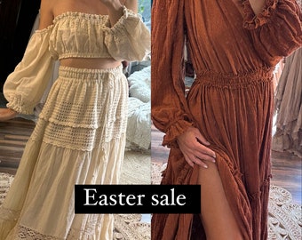 Ready to ship Easter sale  Crochet Love Affair two piece with rust Daydream