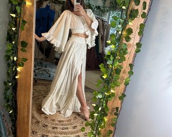 FLASH SALE ready to ship ruffle me open two piece off white ivory