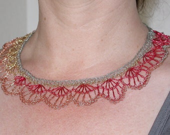 Multicolored crocheted wire necklace