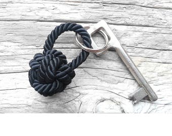 Rope knot keychain Nautical keychain Green keychain