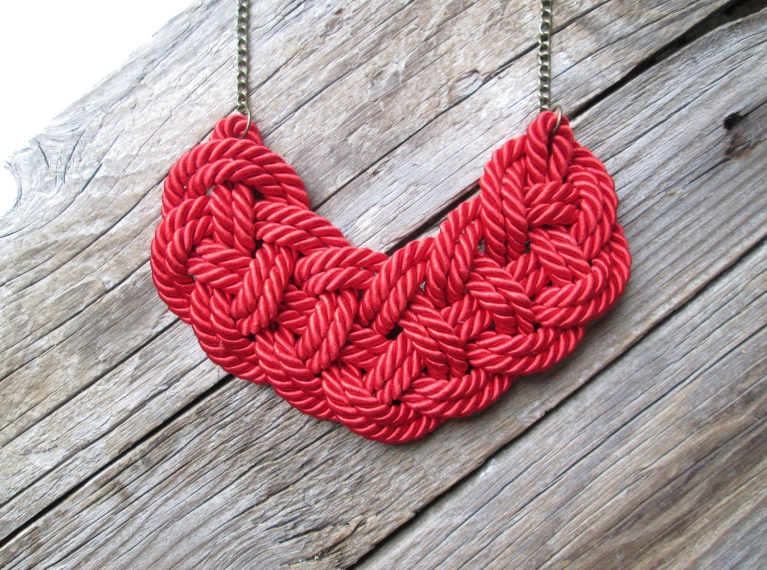 Red Rope Necklace Knot necklace Etsy