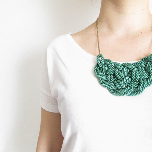 LAST ONE Green Rope necklace Green statement necklace