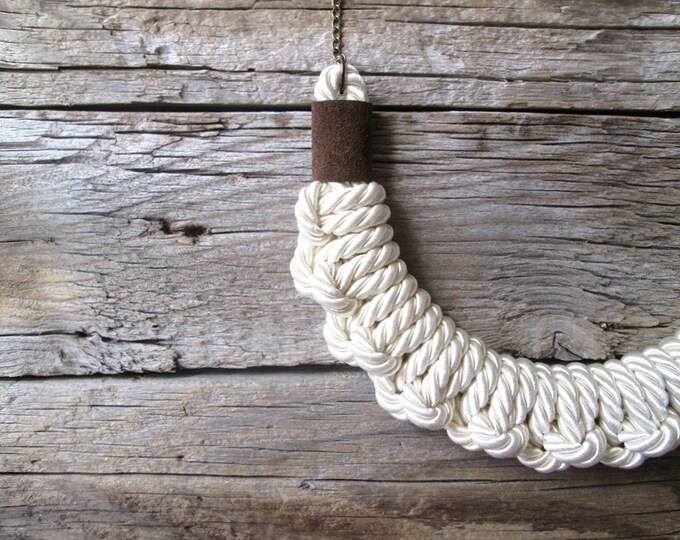 White Rope Knot Necklace Knotted Necklace Etsy