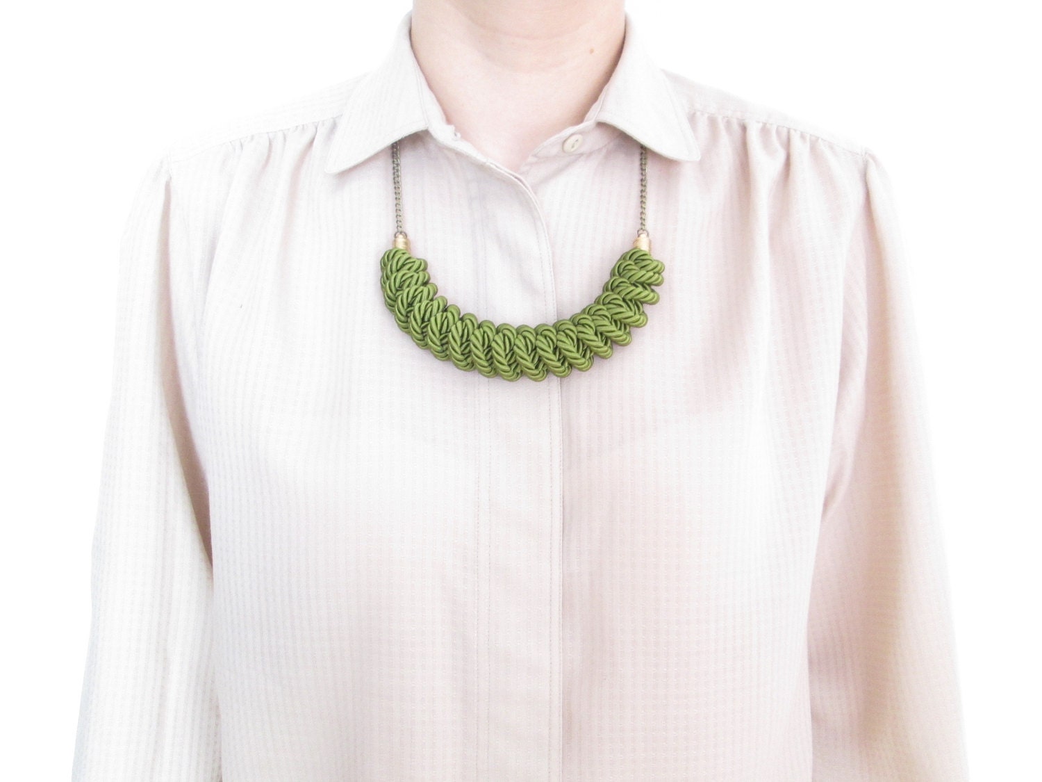 Green Rope necklace Nautical rope knot necklace Etsy