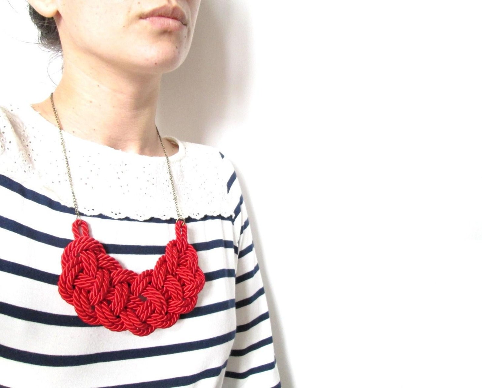 Red Rope Necklace Knot Necklace Etsy