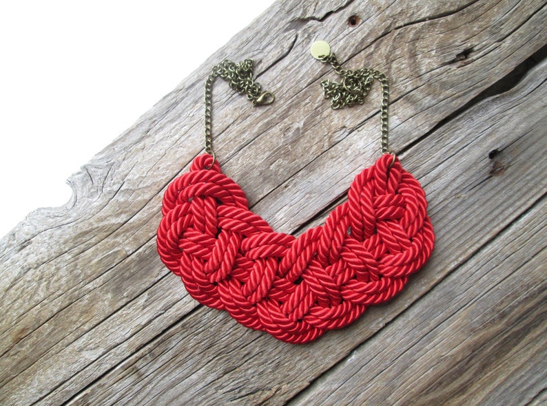 Red Rope Necklace Knot Necklace Etsy