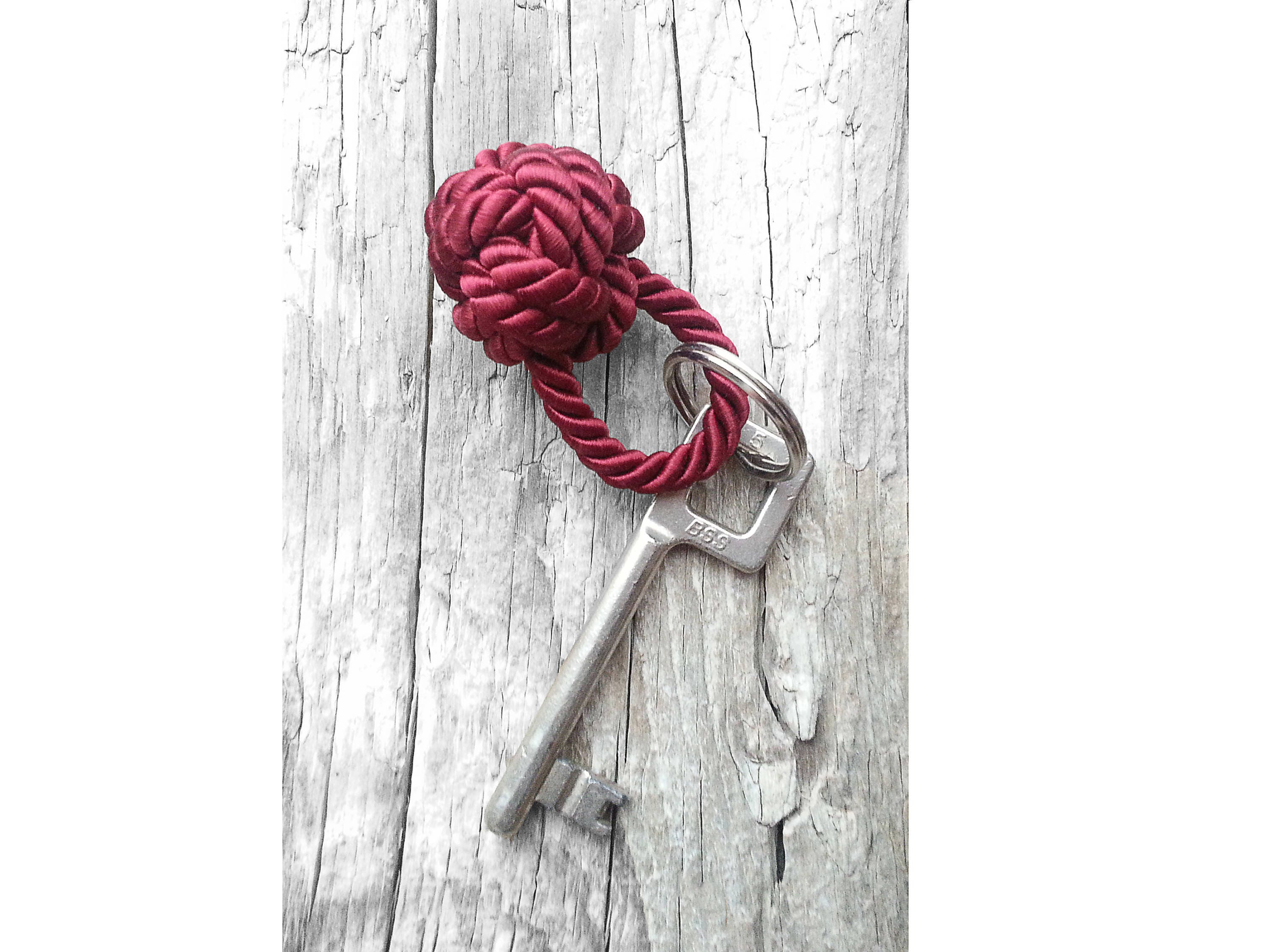 Rope knot keychain Nautical keychain Burgundy keychain Etsy