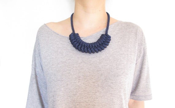 Navy Blue Rope necklace Nautical rope necklace | Etsy