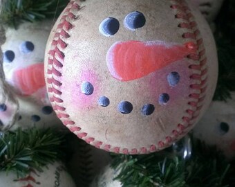 Baseball Snowman Christmas Ornament
