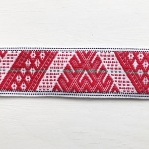 Scandinavian Folk Art Woven Christmas Ribbon Red Green White - Etsy