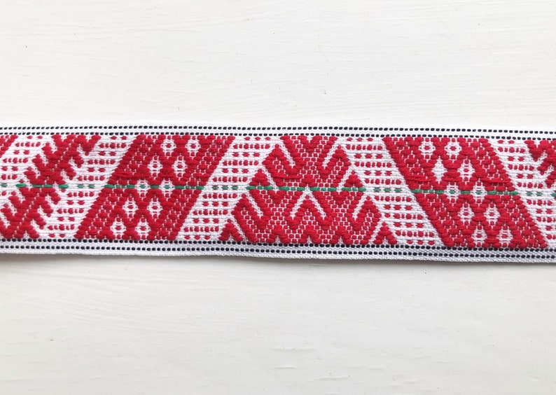 Scandinavian Folk Art Woven Christmas Ribbon Red Green White - Etsy