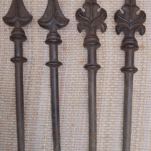 4 Vintage Cast Iron Decorative Spikes Fence Points Rustic Decor Steampunk Goth Architecture Trim