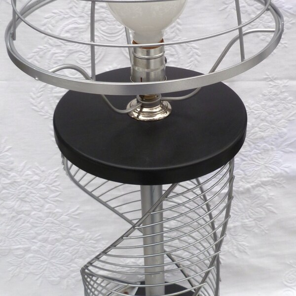 Double Helix 1960s Style Upcycled Table Lamp Industrial Decor