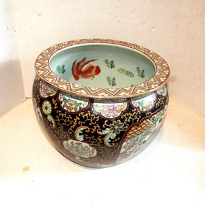 Vintage Koi Planter, Pot, Jardenaire Bowl, Geisha Yard Decor, Garden, Patio, Lanai, Indoor Outdoor, Floral, Large Asian Planter, Landscaping