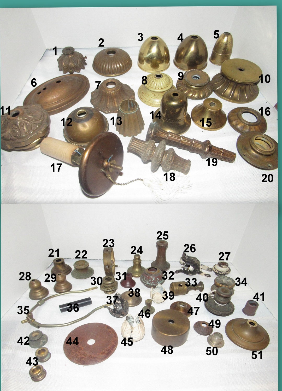 Lot of Vintage Antique Lamp Parts, Restoration, Replacement DIY