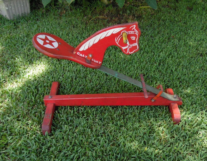 Vintage Cal's Colt Red Spring Rocking Horse Ride Childs Etsy