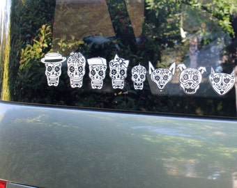 Pegatinas para coche con calaveras de azúcar del Día de los Muertos (n.° 77-84/171-173)