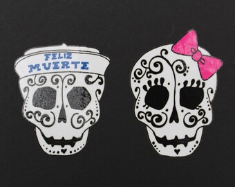 Day of the Dead Art Boy and Girl Sugar Skull Couple Car Sticker. #52/#53