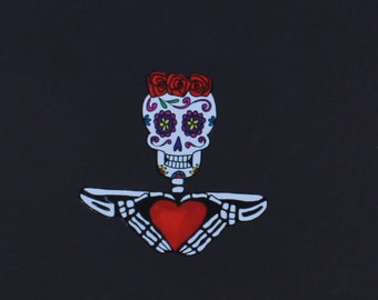 Day of the Dead Sugar Skull with Heart vinyl sticker # 108