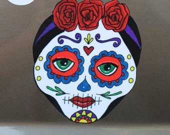 Dia de los Muertos Makeup Woman Car Sticker #105