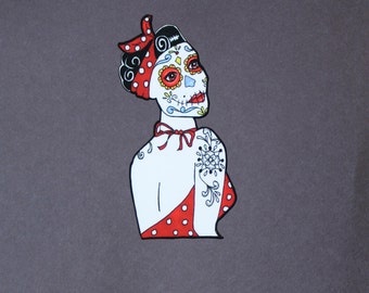 Day of the Dead Girl with tattoo car sticker # 131