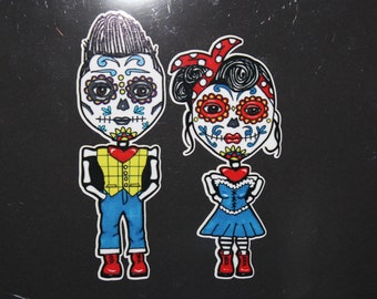 Day of the dead Boy # 112 and Girl #113 vinyl car sticker