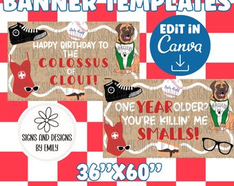 Sandlot Birthday Party Banner Template Bundle | Editable 36"x60" Canva Template | Digital Download | DIY Painted Sign | Mockup