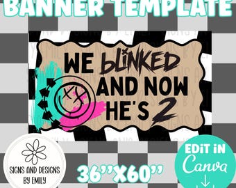 Blink-182 Inspired Birthday Party Banner Template | Editable 36"x60" Canva Template | Digital Download | DIY Painted Sign | Mockup