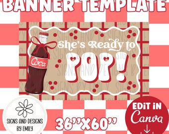 She’s Ready to Pop Baby Shower Banner Template | Editable 36"x60" Canva Template | Digital Download | DIY Painted Sign | Mockup