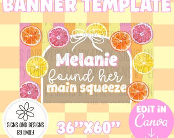 Main Squeeze Bridal Shower Banner Template | Editable 36"x60" Canva Template | Digital Download | DIY Painted Sign | Mockup