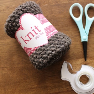 Knit With Love Rosa Etikett - PRINT YOUR OWN, bedruckbare Pflegeanleitung, Stricketikett, Stricketikett, Valentinstaggeschenkanhänger