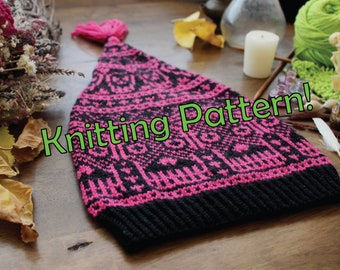 Skull hat knitting pattern halloween themed knitting pattern with skulls witch hat knitting cute voodoo skulls knitting hat pattern