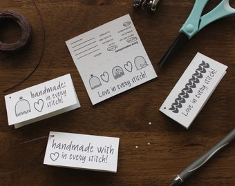 Etichette fatte a mano con amore - STAMPA LA TUA, Istruzioni per la cura stampabili, Etichetta per lavoro a maglia, Etichetta per lavoro a maglia, Etichetta per uncinetto, Preparazione del mercato fatta a mano