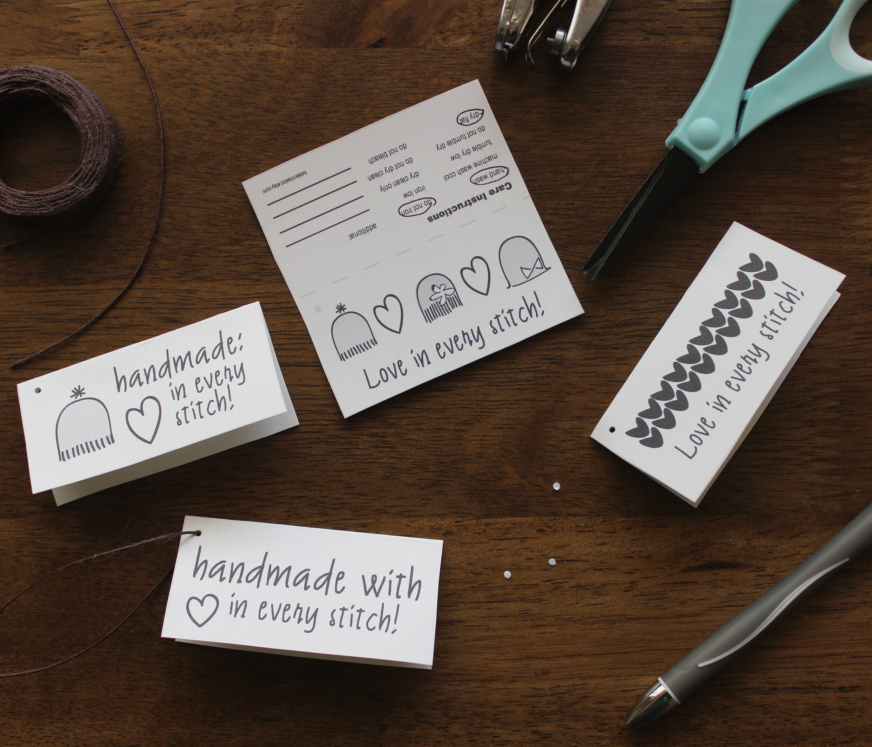 Handmade With Love Labels - PRINT YOUR OWN, Printable Care Instructions ...