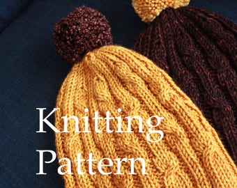 Knitting pattern for cable beanie easy knitting pattern cute knit hat pattern beginner cable hat knitting pattern