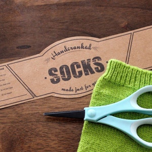 Handcranked Labels - PRINT YOUR OWN, Printable Care Instructions, Handcranked Sock Wrap, Hand Cranked Label, Handcranked Knitting Tag