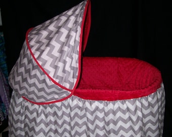 Custom Chevron and Minky Bassinet Covers