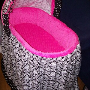 Black Damask and Dots with Minky Bassinet Cover image 3