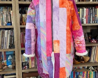 Fur lined quilted coat