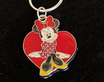 Minnie Mouse Sweetheart Necklace  - Made with 925 Sterling Silver Chain - Gift - Stocking Stuffer