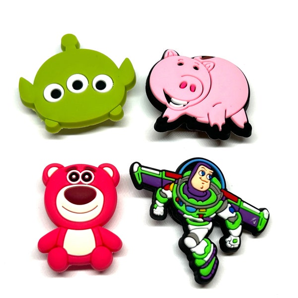 Set of 4 Toy Story Lotso Bear & Little Green Alien Buzz Lightyear Croc Jibbitz Shoe Charms