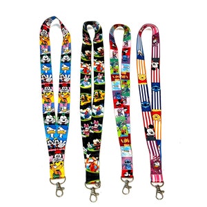 MICKEY & FRIENDS Disney Lanyard - ID Holder Badge Holder Keychain Minnie Pluto Goofy Donald Stitch Pooh Daisy Fabulous Five