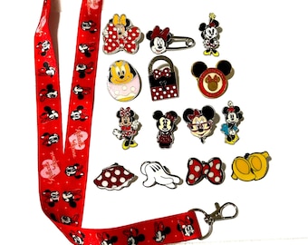 MINNIE MOUSE Disney Pins Lanyard Set -  Lanyard Starter Set - Trading Pin Set