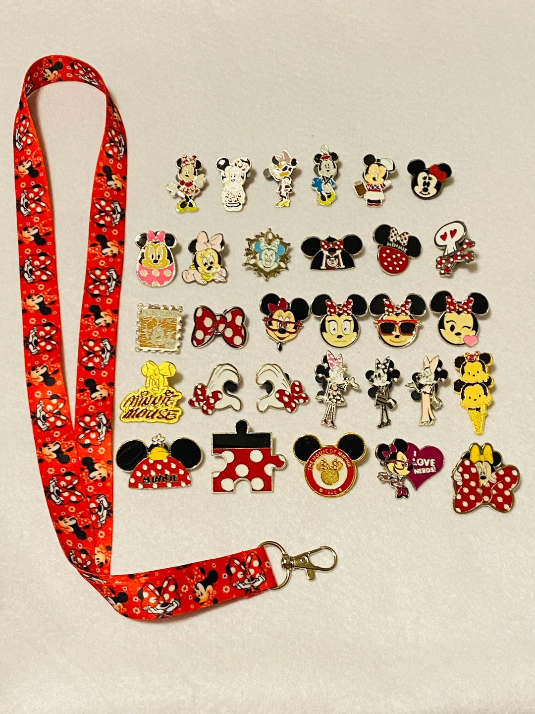Pin Set Mini MINNIE MOUSE Disney Pins Lanyard Set Lanyard Starter Set Trading Pin ...
