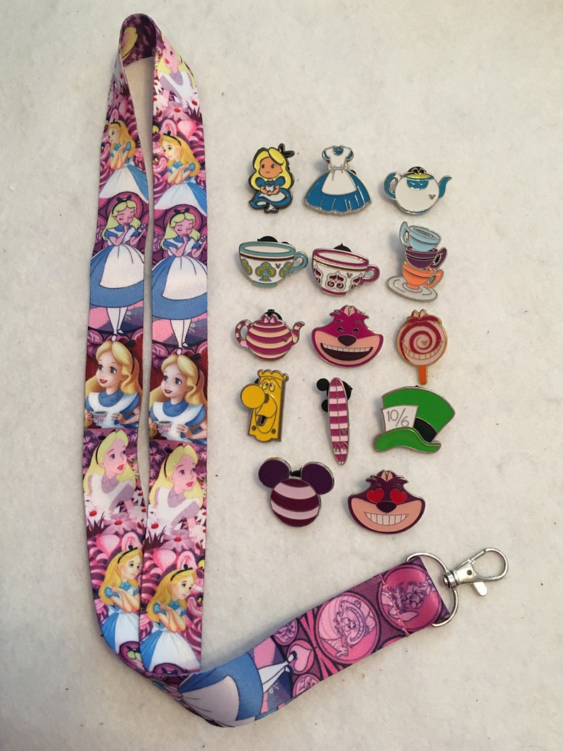 ALICE IN WONDERLAND Disney Pins Lot Lanyard Starter Set Etsy