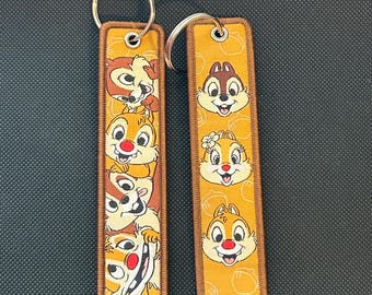 CHIP & DALE Keychain Gestickter Schlüsselring Disney Chipmunks Geschenk