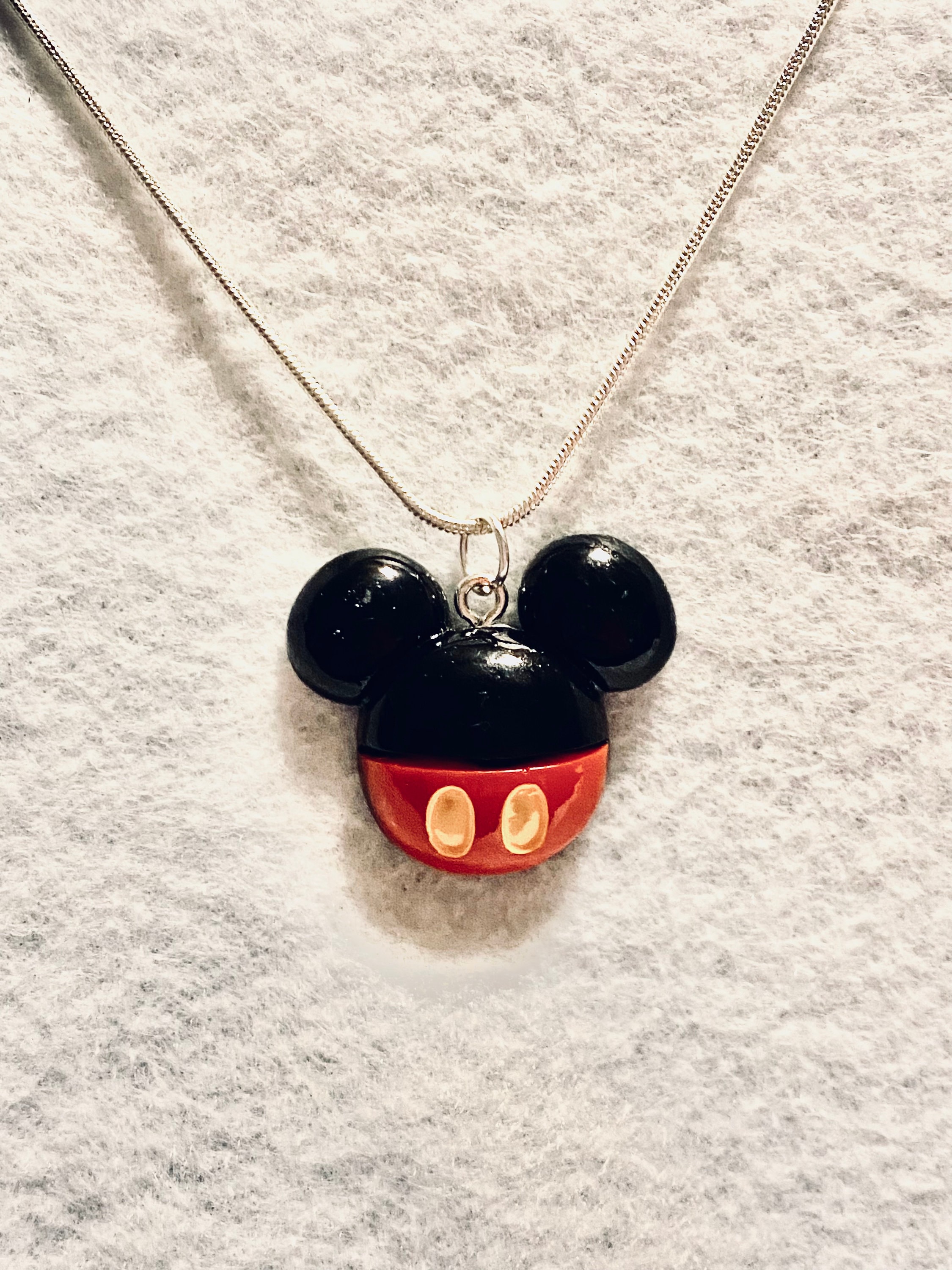 Mickey Mouse Icon Necklace Pendant Disney Jewelry - Made with 925 Sterling Silver Chain - Gift - Stocking Stuffer