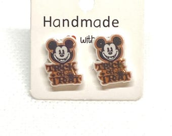 Trick or Treat Mickey Mouse Stud Earrings - Hypoallergenic Disney Jewelry - Halloween -  Gift - Stocking Stuffer